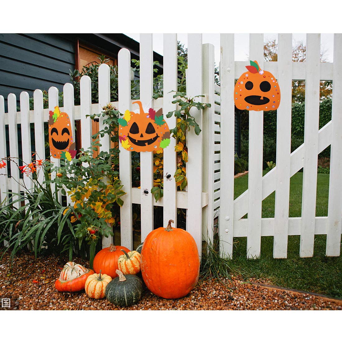 Hifunwu 30Pcs Halloween Foam Pumpkin Craft Kit Decorations with Foam Fall Maple Leaves Rhinestone Stickers for Halloween Thanksgiving Kids Art Crafts Decorations Hifunwu