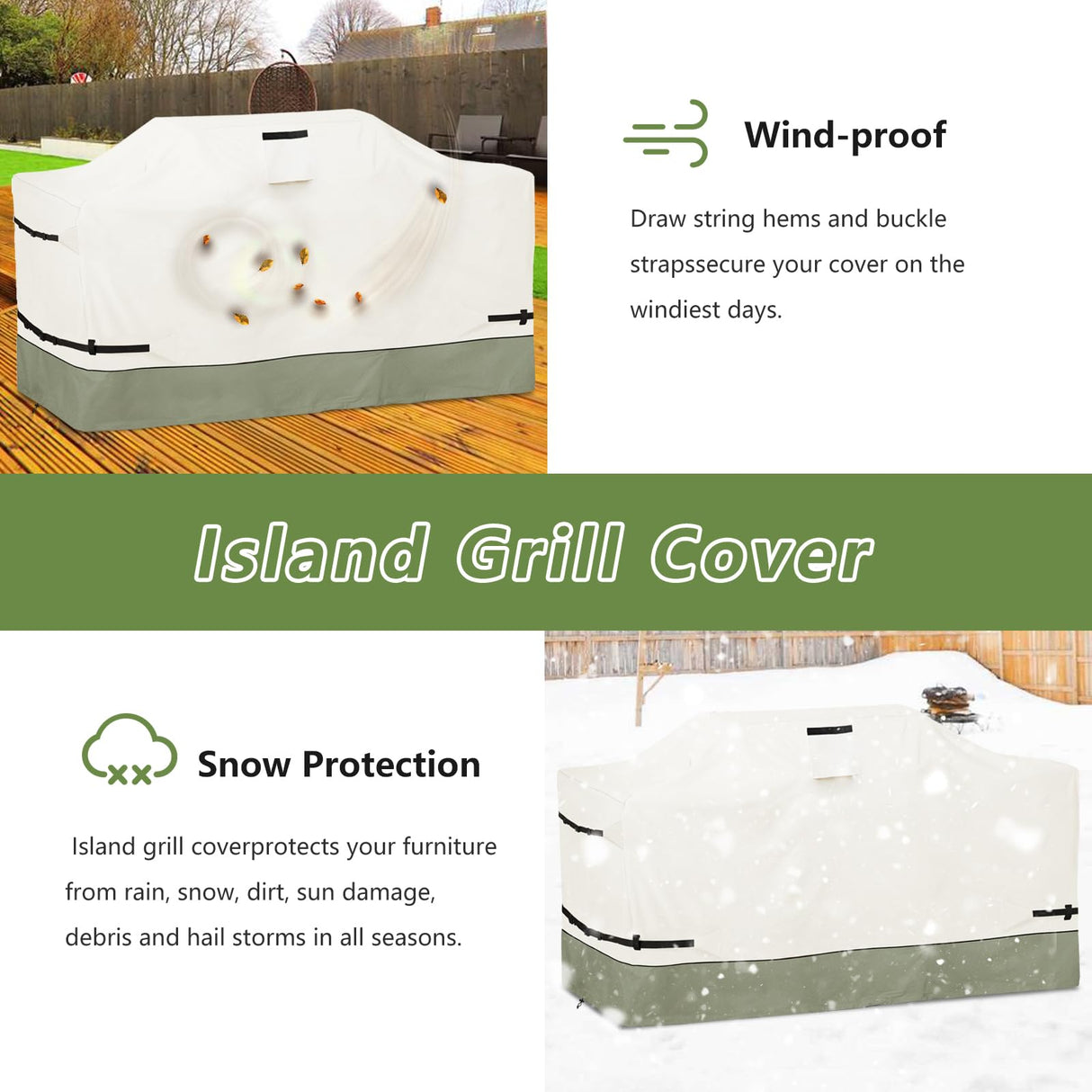 Osileyo 98 Inch Island Grill Cover - Heavy 600D Duty Waterproof All Weather Protection Outdoor Cover,Beige Osileyo