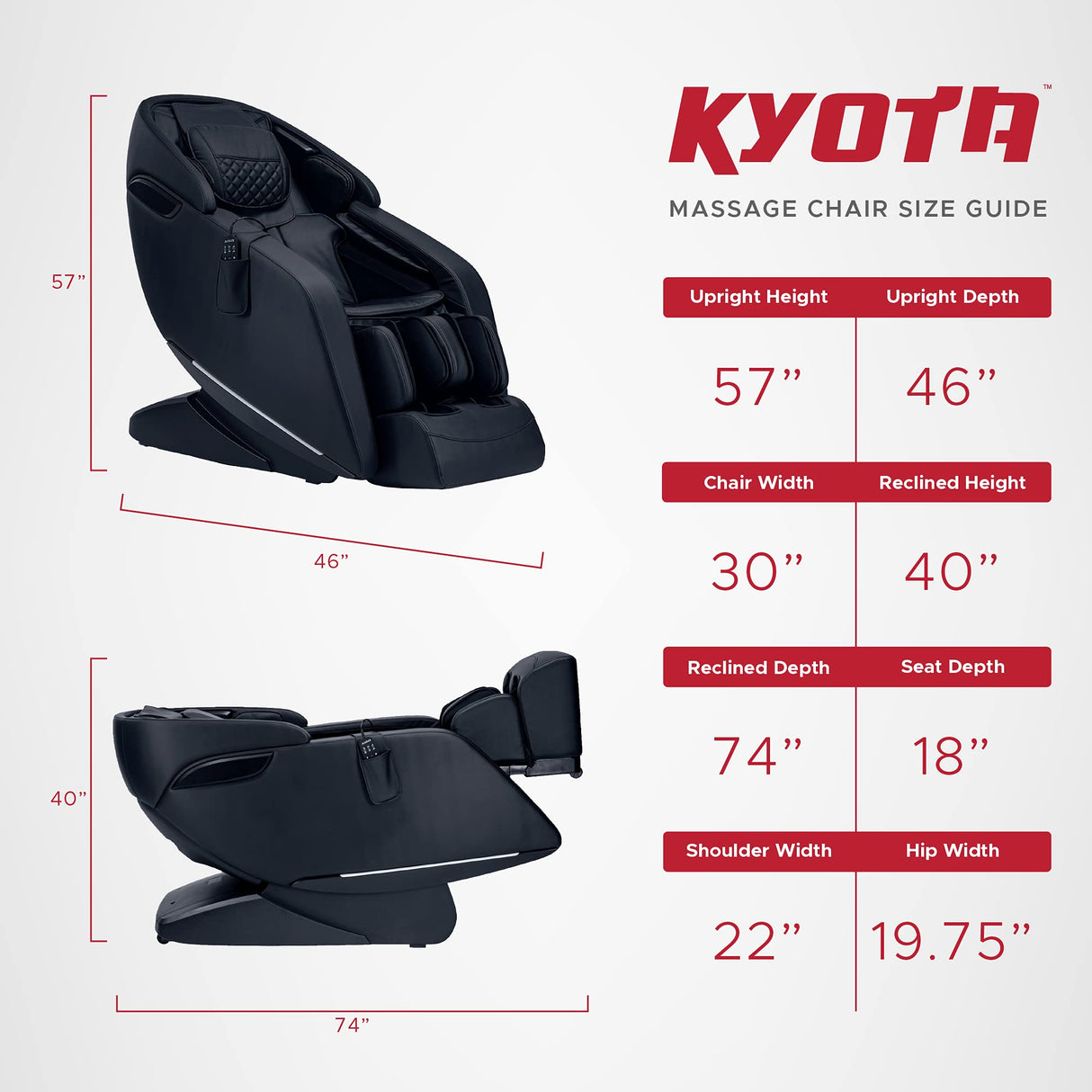 Kyota M380 Genki Massage Chair, Black, Modern Style, Zero-Gravity Recliner, Shiatsu Massage, Voice Controlled, Chromotherapy Lights, 50 x 30 x 40 inches, 200 lbs Weight Capacity Kyota