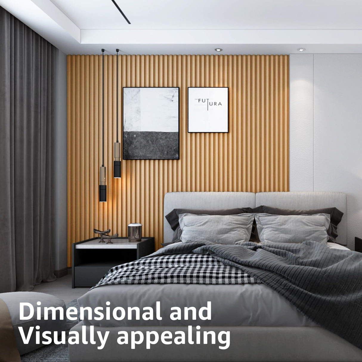 Art3d 8-Pack 96 x 6in. WPC Acoustic Slat Wall Panel for Modern Interior Decor, TV Background, Living Room, Oak Art3d