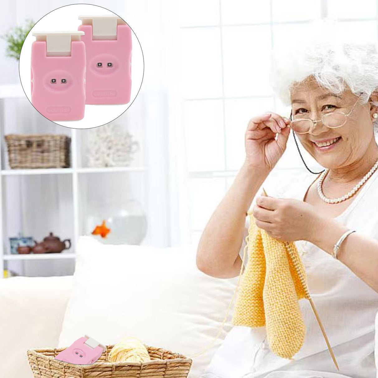 Joyangy 2-Pack Pink Knitting Counter Set, Crochet Stitch Marker, Row Tally, Manual Knit Counting Tool for Craft Yarn, Crocheting Supplies, Portable Needlework Travel Accessories Joyangy