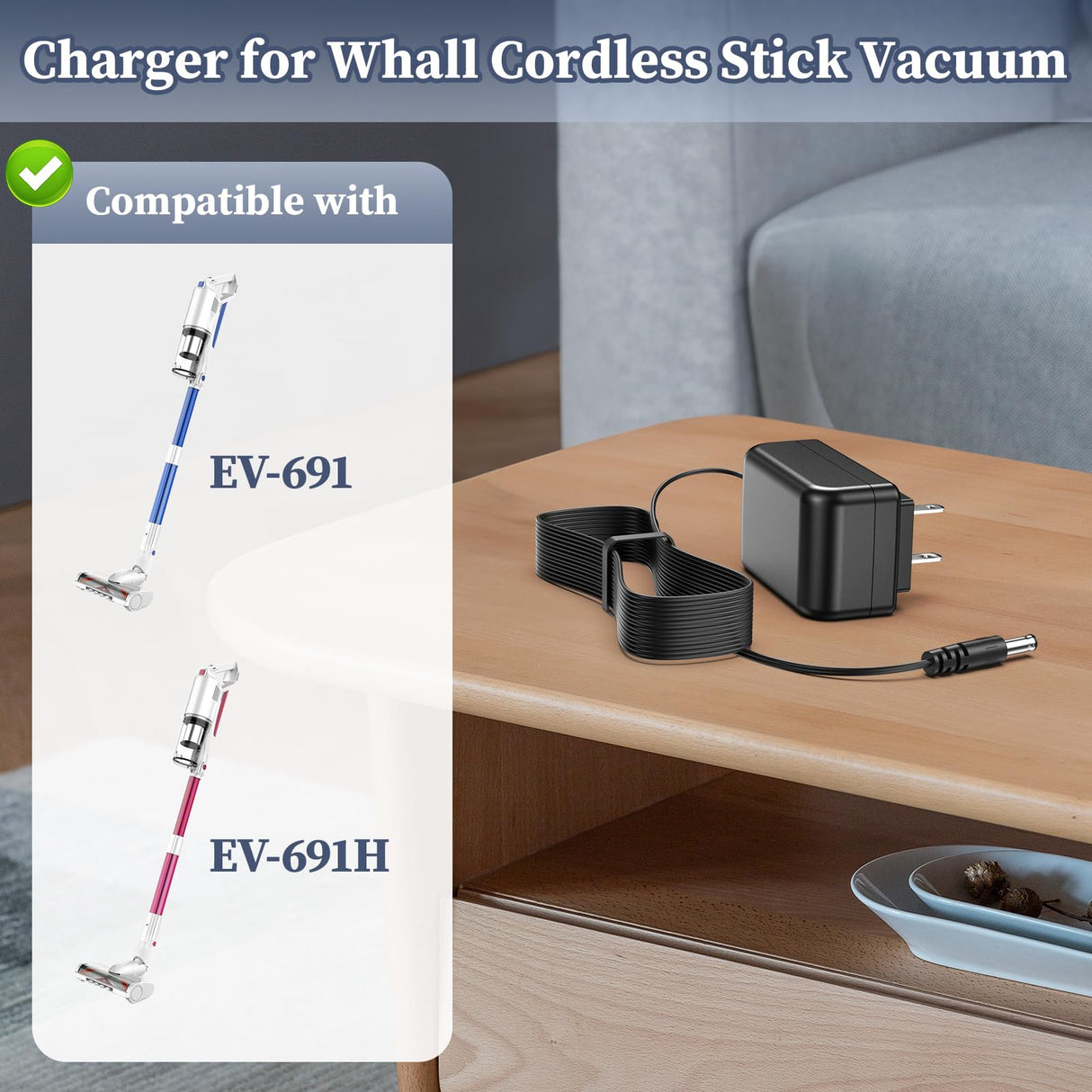 DONYOIE Charger for Whall EV-691 EV-691H EV691 EV691H Cordless Stick Vacuum Power Cord AC Adapter DC Adaptor Supply DONYOIE