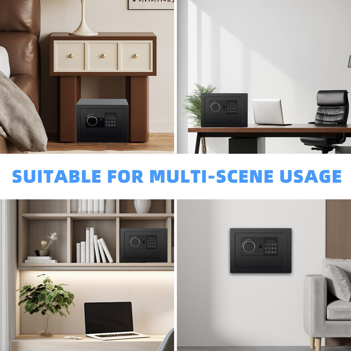 Digital Electronic Money Safe, Steel Security Lock Box with Keypad, Office Hotel Business Jewelry Gun Cash Safe, 0.23 Cubic Feet, 9.06" W x 6.69" D x 6.69" H(black) CDC DIGI