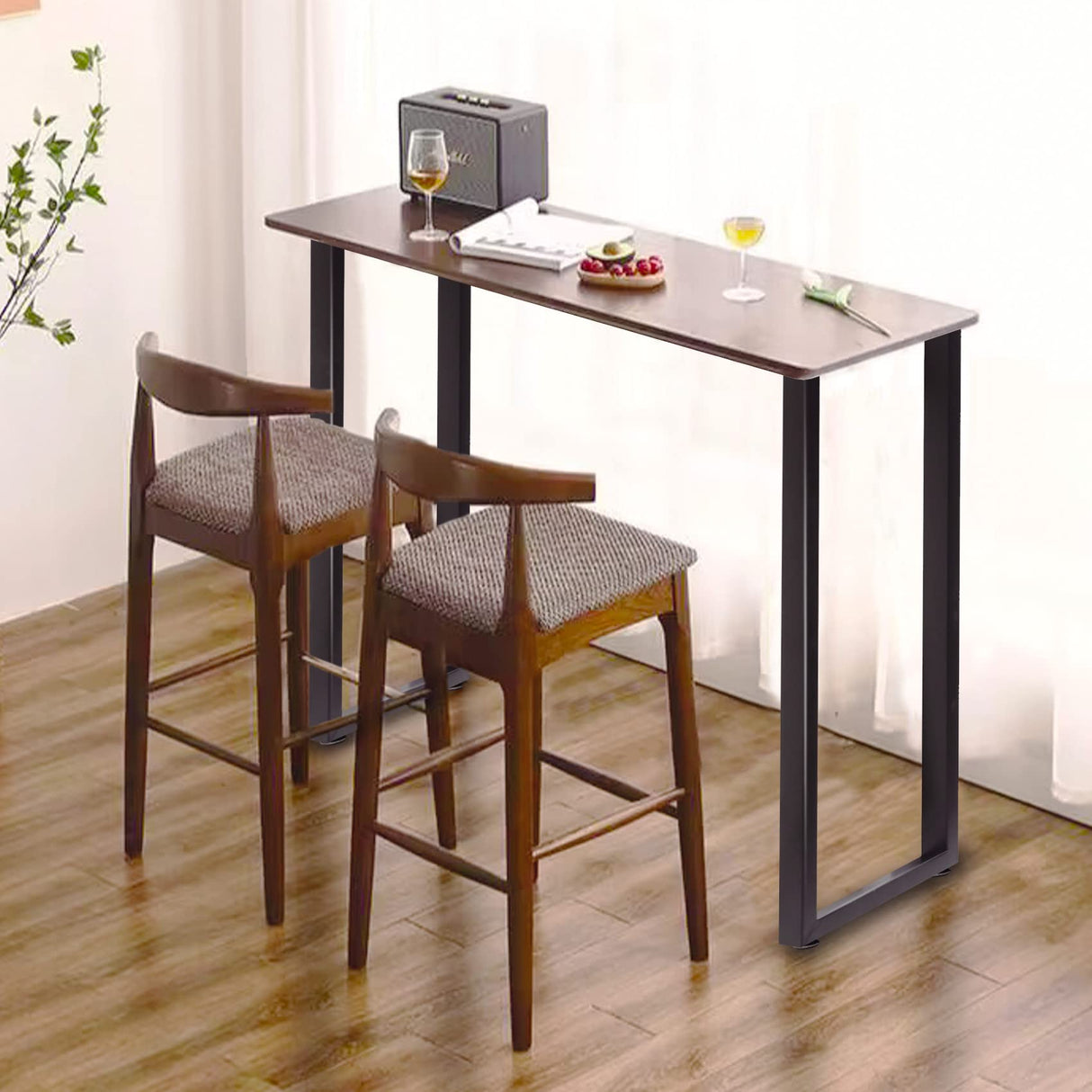Taelakeni 36 Inch Metal Bar Table Legs, Heavy Duty Industrial Style Dinning Table Leg with Adjustment Feet Pads, Set of 2 Taelakeni