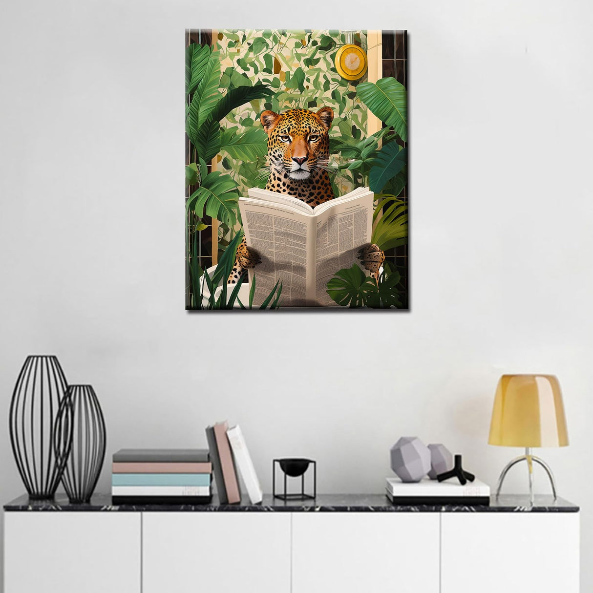Tucocoo Leopard on Toilet DIY Paint by Numbers for Adults Bathroom Animal DIY Digital Oil Painting Jungle Wild Animals Painting Kits Canvas Acrylic Paint Funny Room Decor 20x16 Inch (Without Frame ) Tucocoo