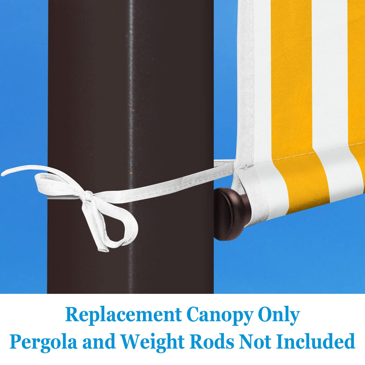 BenefitUSA 18' x 8.2' Universal Replacement Canopy Top Cover for Pergola Structure (Yellow with White) BenefitUSA
