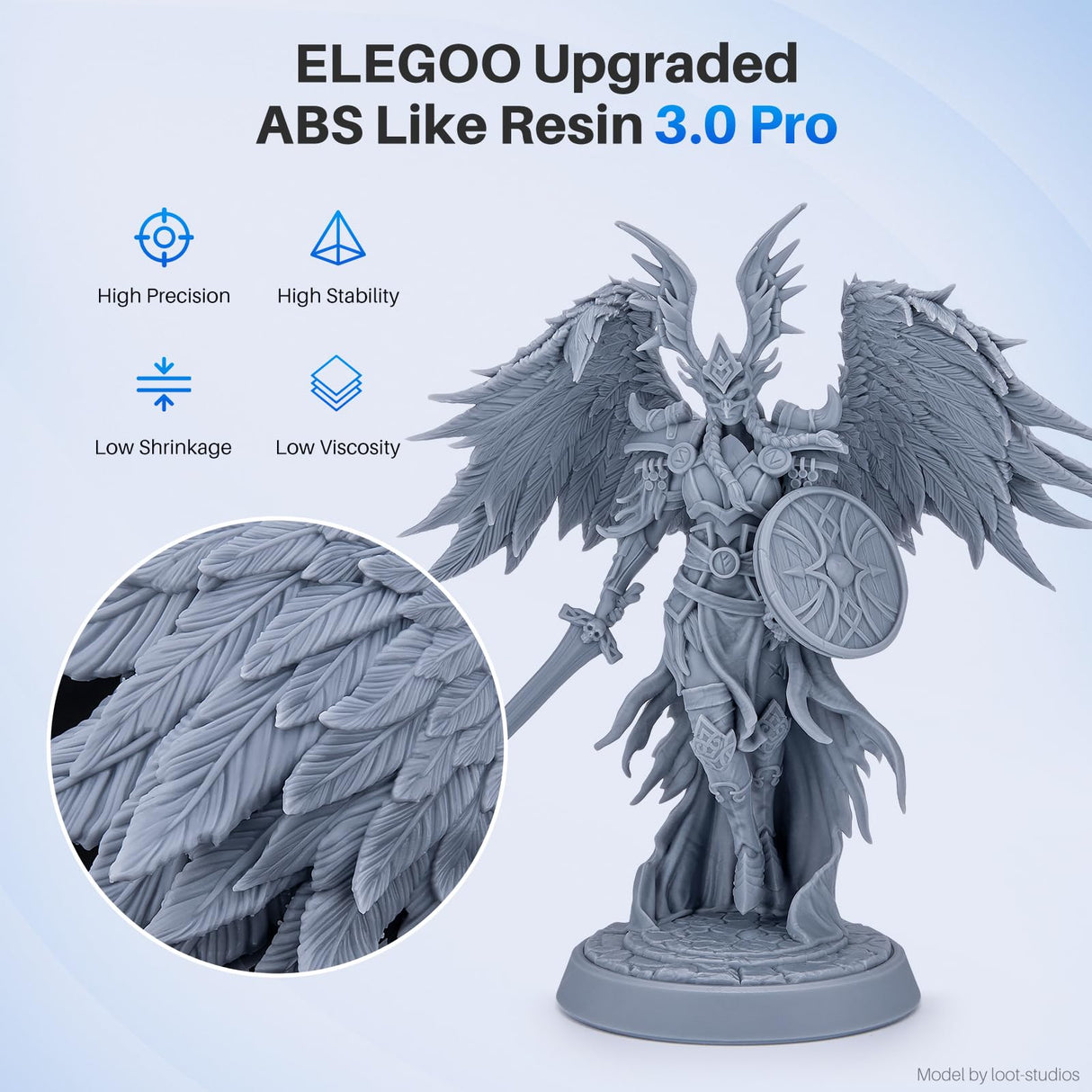 ELEGOO ABS-Like Resin 3.0 Pro, 3D Printer Resin with Low Viscosity and High Precision, 405nm Rapid UV-Curing Photopolymer Resin, 3D Resin for LCD/DLP 3D Printing, Grey 1000G ELEGOO