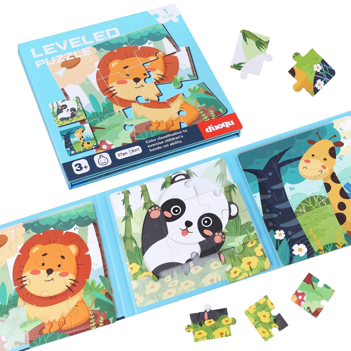 Magnetic Puzzles for Kids Ages 3-5, 3 in 1 Animals Toddlers Magnet Jigsaw Puzzle Book, Kids Travel Road Trip Puzzle Toys for Boys and Girls Ages 4-8 (Animal(9-12-16)) BBtinker