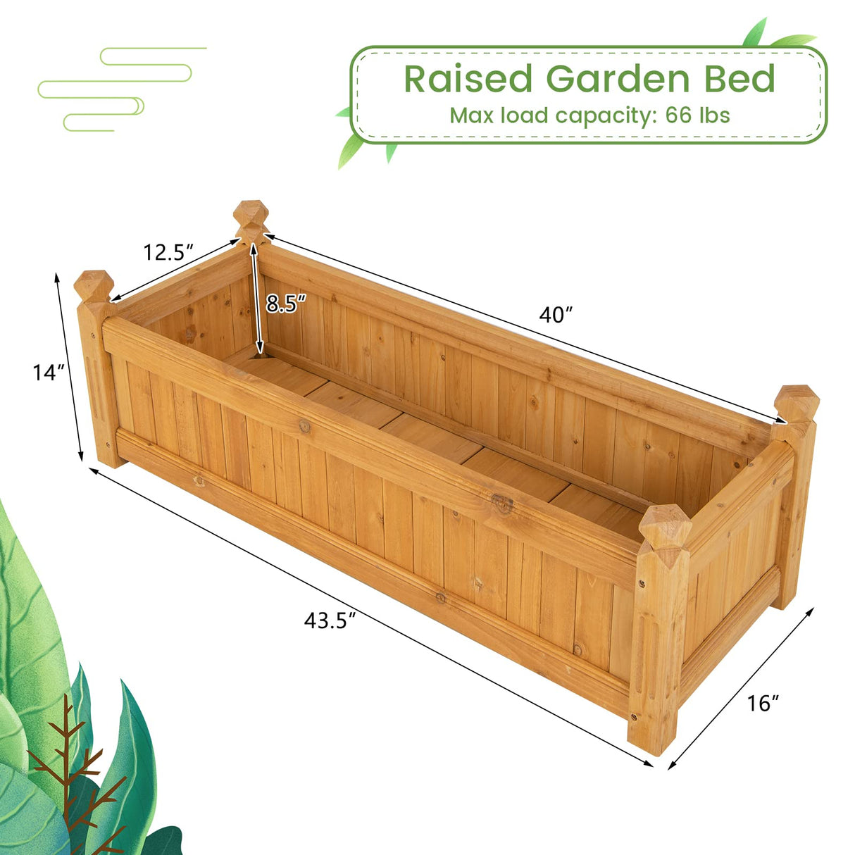 HAPPYGRILL Raised Garden Bed, Elevated Planter Box with Drainage Holes, Outdoor Wood Planter Container for Vegetables Flowers & Herbs, Planter Raised Beds for Garden, Patio, Balcony HAPPYGRILL
