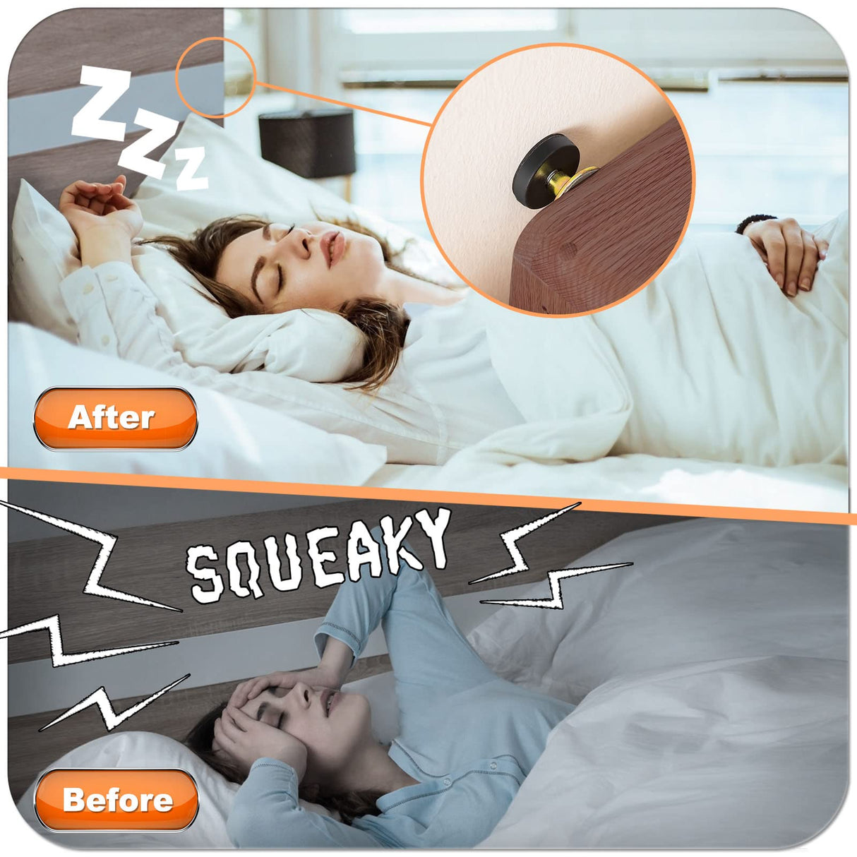 SPEETH 4 Pack Headboard Stoppers, Adjustable Bed Noise Stopper for Wall, Bed Frame Post Anti-Shake Tool, Head Board Stabilizer Pad Support Bumper Guards, Threaded Fixer Keep from Squeaking, 30-105mm SPEETH