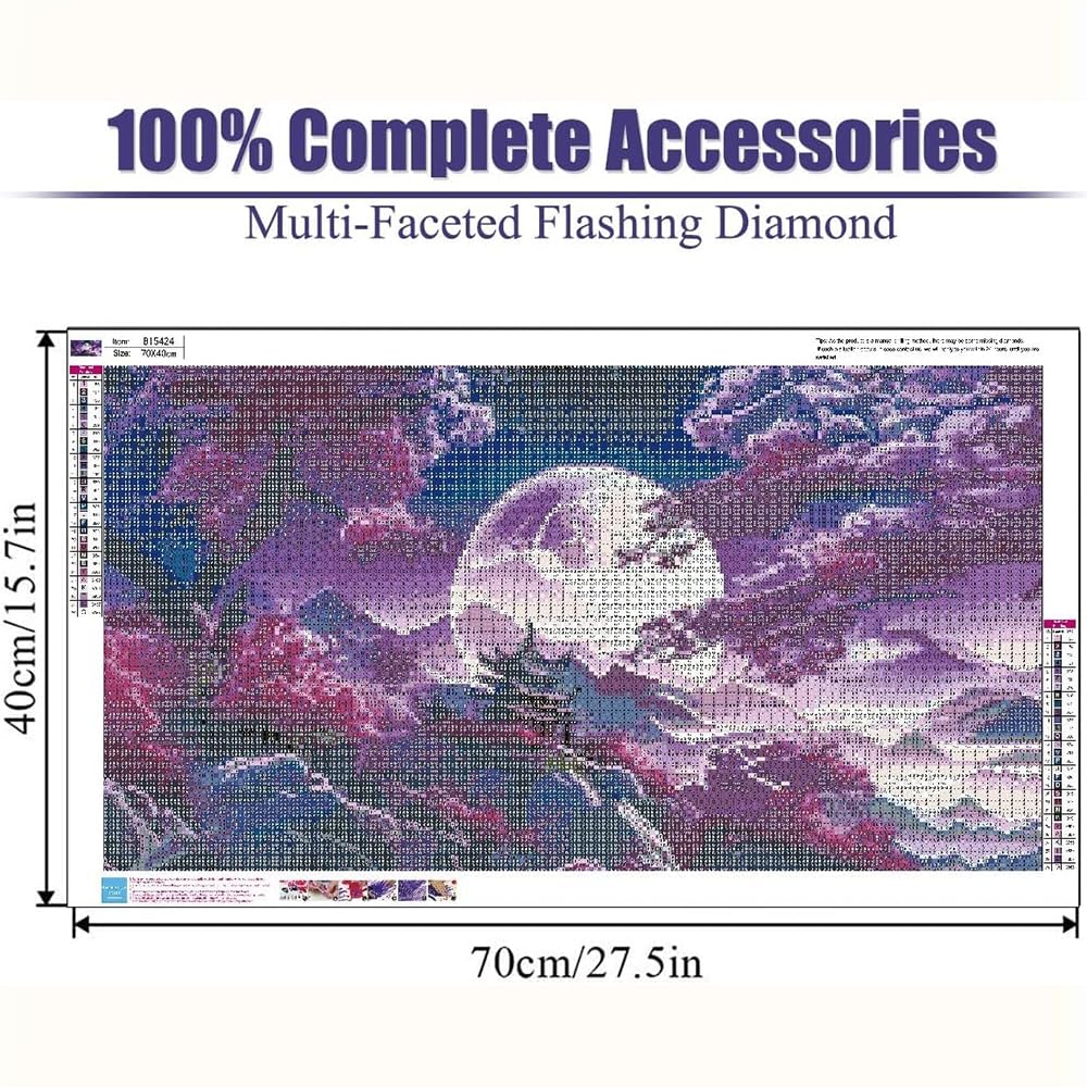 BOHADIY 5D Large Diamond Art Painting,Moon Diamond Painting Kits for Adults,DIY Full Drill Mountain Crystal Rhinestone Arts and Crafts,Tree Gem Art Painting with Diamond Home Wall Decor27.5 X 15.7inch BOHADIY