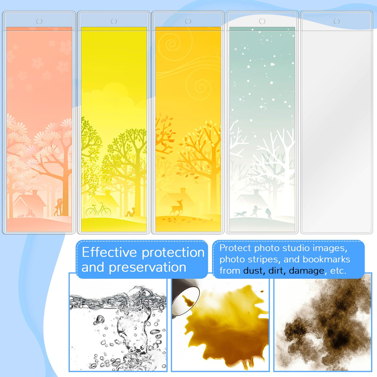 Wpxmer 100 PCS Clear Bookmark Sleeves, Blank Bookmark Holder Sleeves for School and Office Use, 6.7 x 2.3 inches Wpxmer