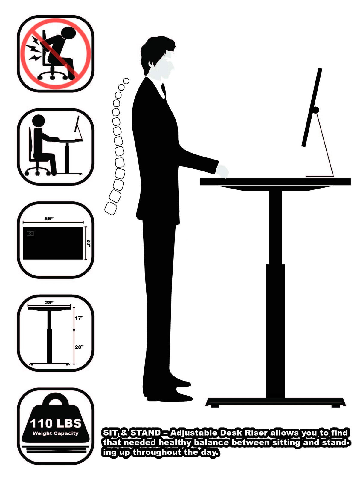 SHW Memory Preset Electric Height Adjustable Standing Desk, 48 x 24 Inches, White SHW