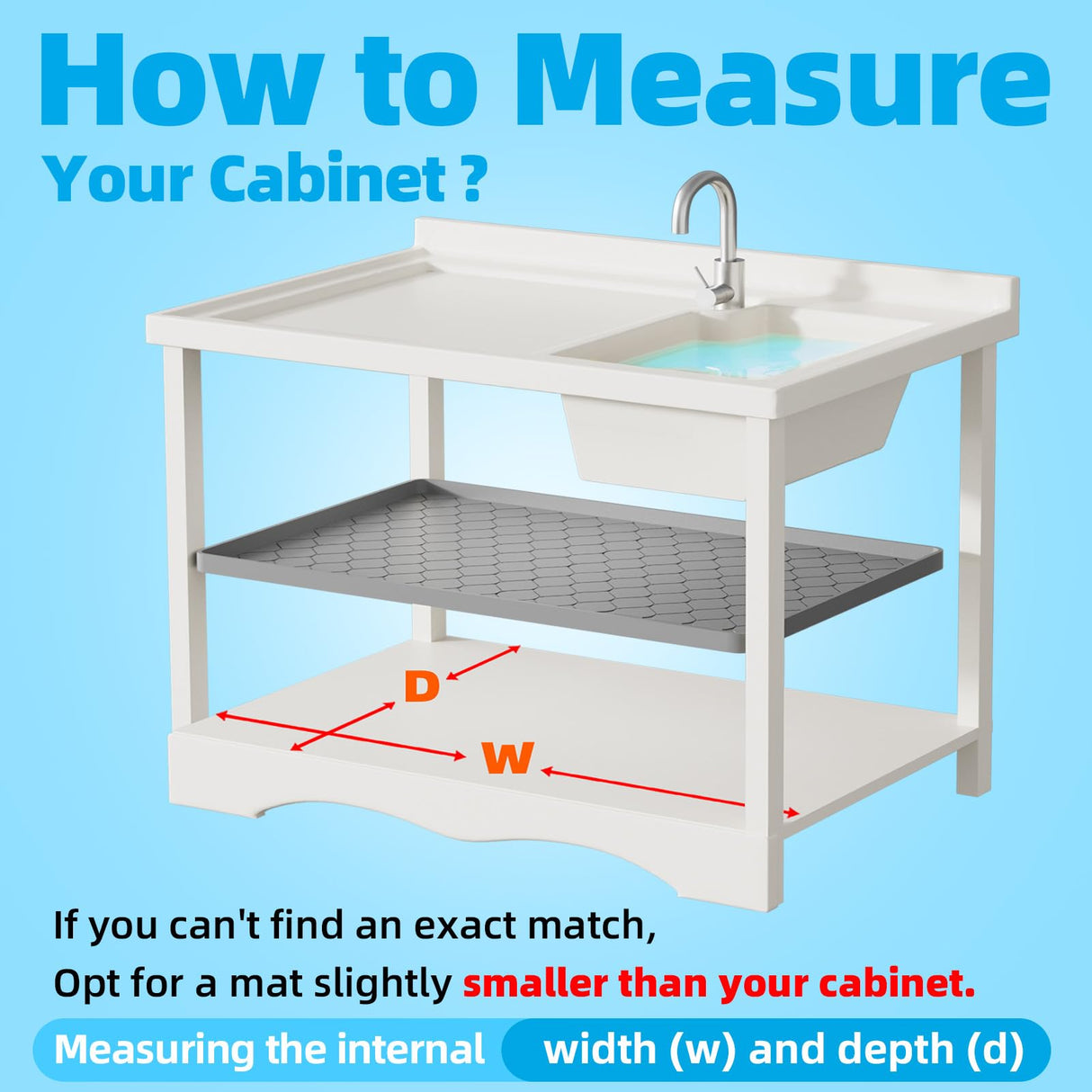 Winisok Silicone Under Sink Mat 34" x 22", kitchen Essentials and Gadgets, Shelf liner and Cabinet Protector, Home Organizers and Storage, Waterproof Bathroom Tray Winisok