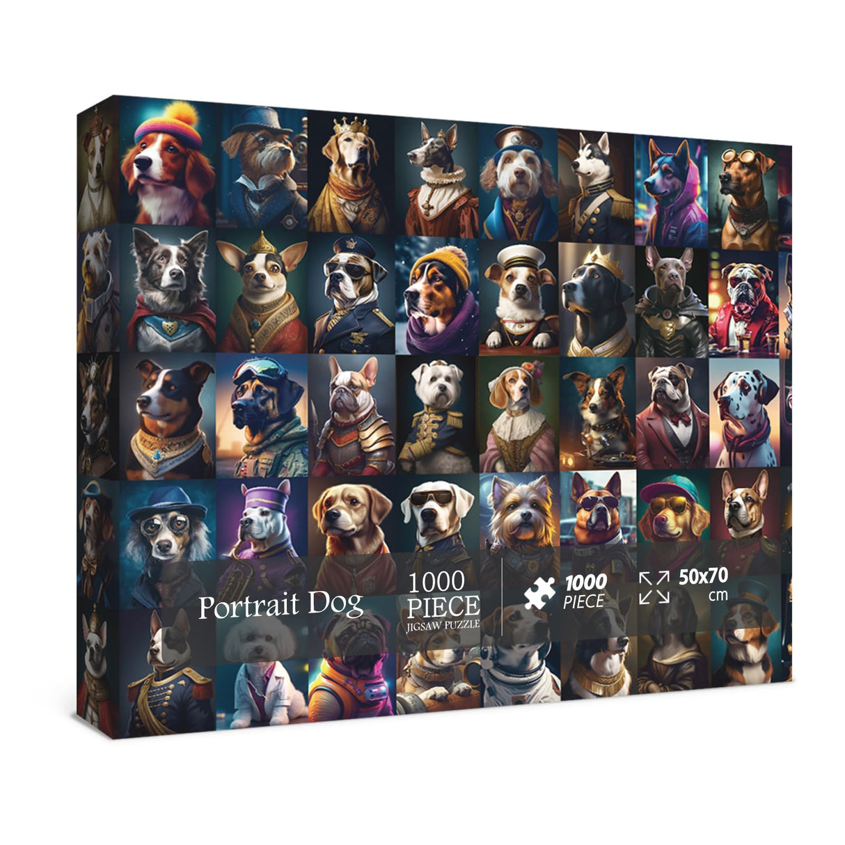 Portrait Dog Puzzle Dogs Puzzles 1000 Pieces for Adults, Animal Jigsaw Puzzles for Adults, Funny Puppy Bulldog Jigsaw Puzzle Family Collage Puzzles as Home Decor BBOLDIN