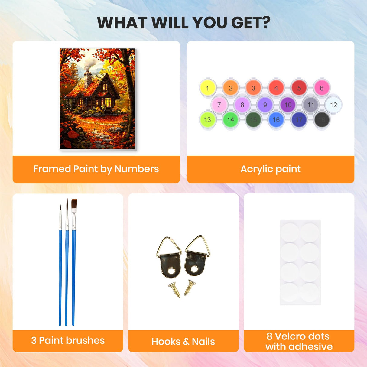 HEIBAGO Framed Paint by Numbers Kit for Adults, Fall Paint by Numbers for Beginner, Landscape Adult Paint by Number Kits on Canvas, Maple leaves painting by numbers for gift home wall decor 12*16 inch HEIBAGO