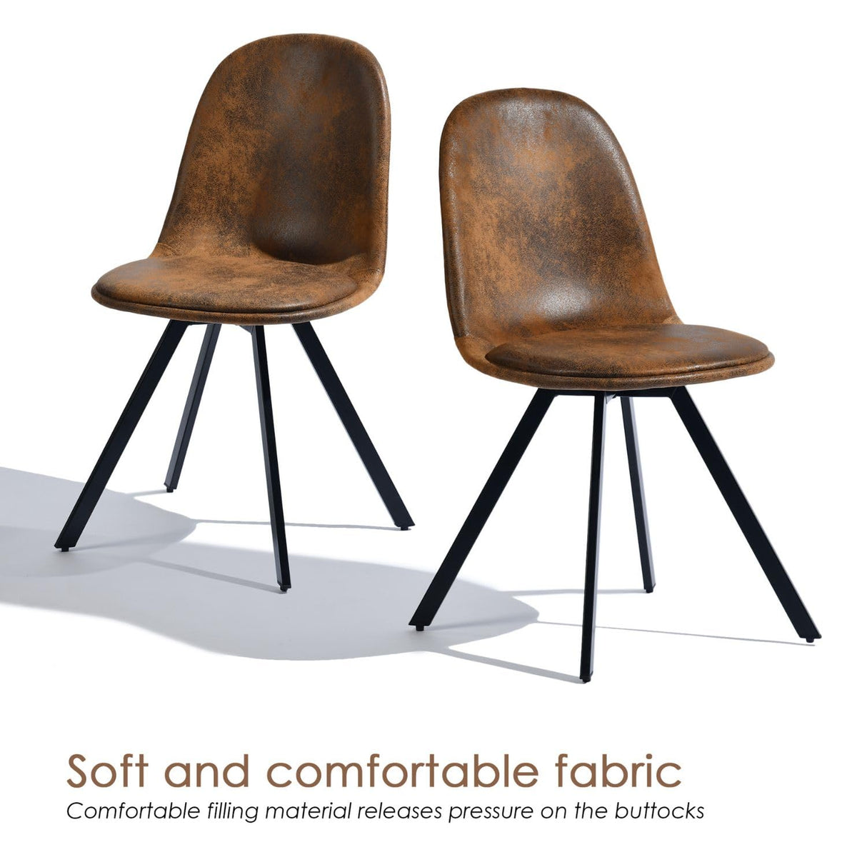 Homy Casa 5 Piece Mid-Century Modern 59" Rectangular Table & Chair Set for Dining Kitchen Room, 4 Upholstered Swivel Chairs in Suede Brown Homy Casa