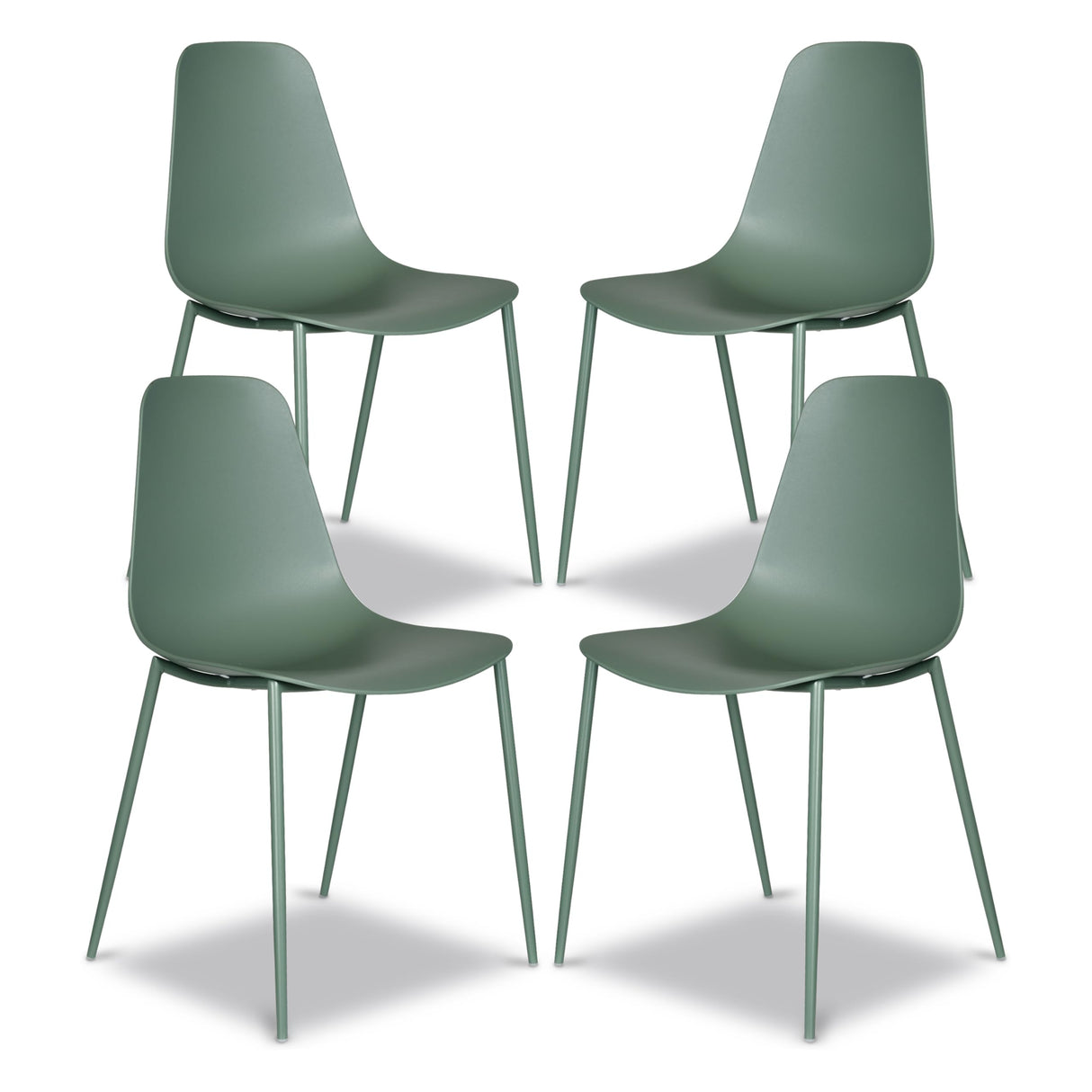 POLY & BARK Isla Modern Kitchen Chairs Set of 4 - Plastic Dining Chair with Metal Legs - Quick Assembly Simple Cafe Chairs Plastic for Indoor or Outdoor - Pistachio Green POLY & BARK