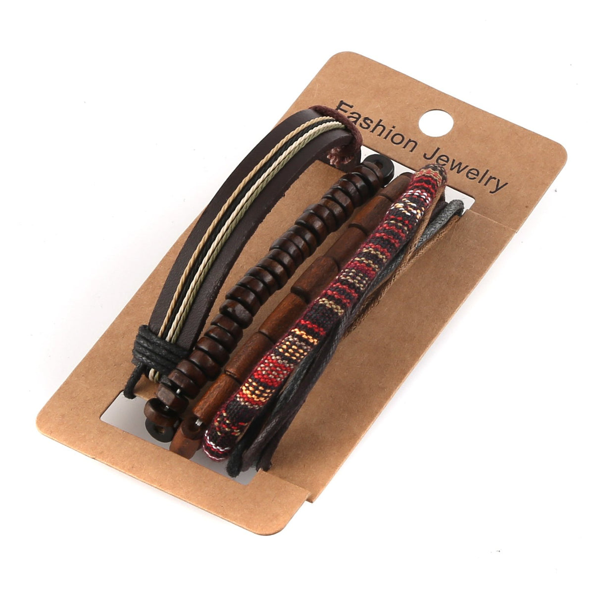 HZMAN Mix 5 Wrap Bracelets Men Women, Hemp Cords Wood Beads Ethnic Tribal Bracelets, Leather Wristbands HZMAN