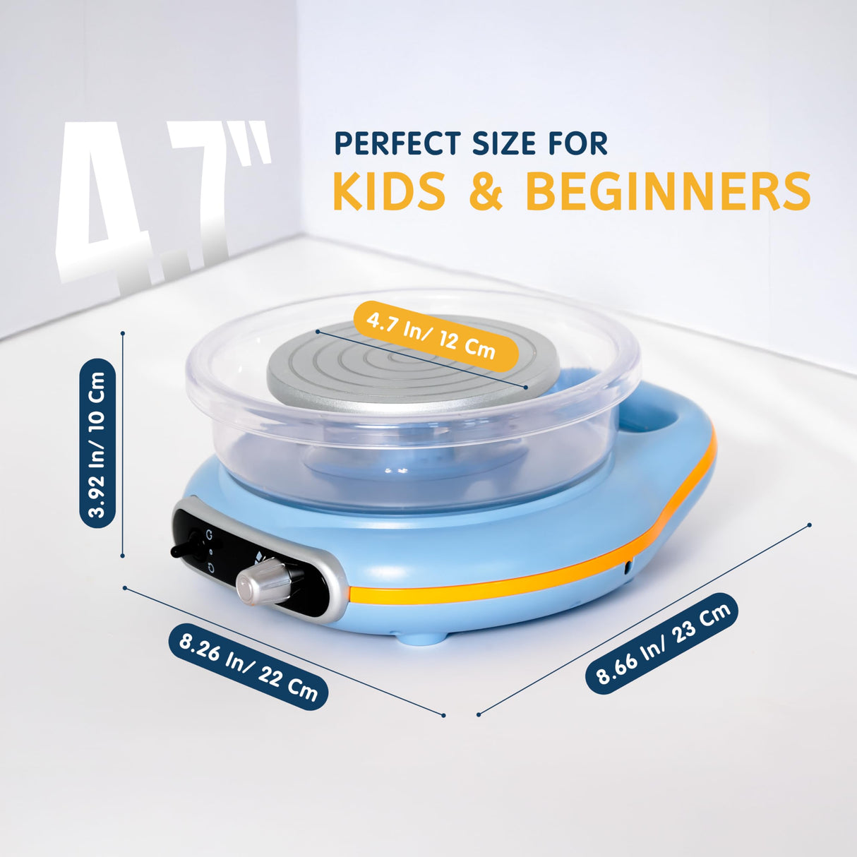 ThaLan Mini Pottery Wheel Kit, Pottery Wheel for Kids and Beginners, 4.7’’ Electric Clay Wheel, Adjustable Speed, Low Noise, Precision Control, 8Pcs Pottery Tools, (Blue) ThaLan