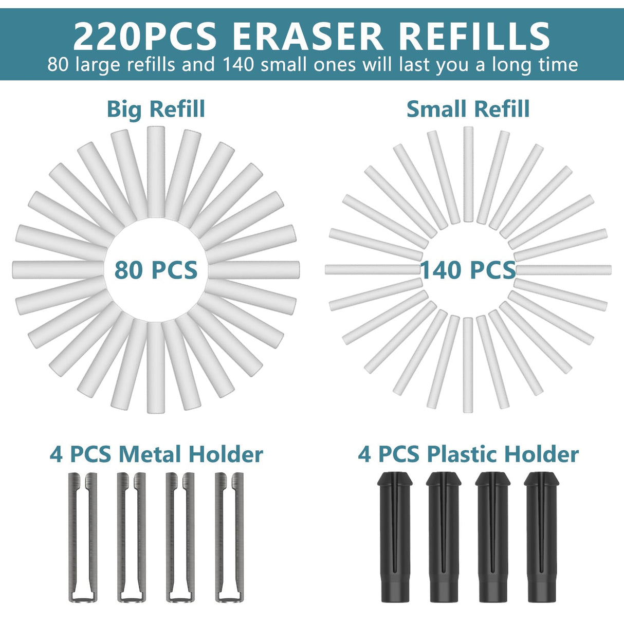 Foyucool Electric Eraser, USB C Rechargeable Pencil Eraser with 220 Eraser Refills, 2 Eraser Sizes, Comfort Grip Art Eraser for Drawing, Ideal for Artists, Students, Sketch, Engineers, Black Foyucool