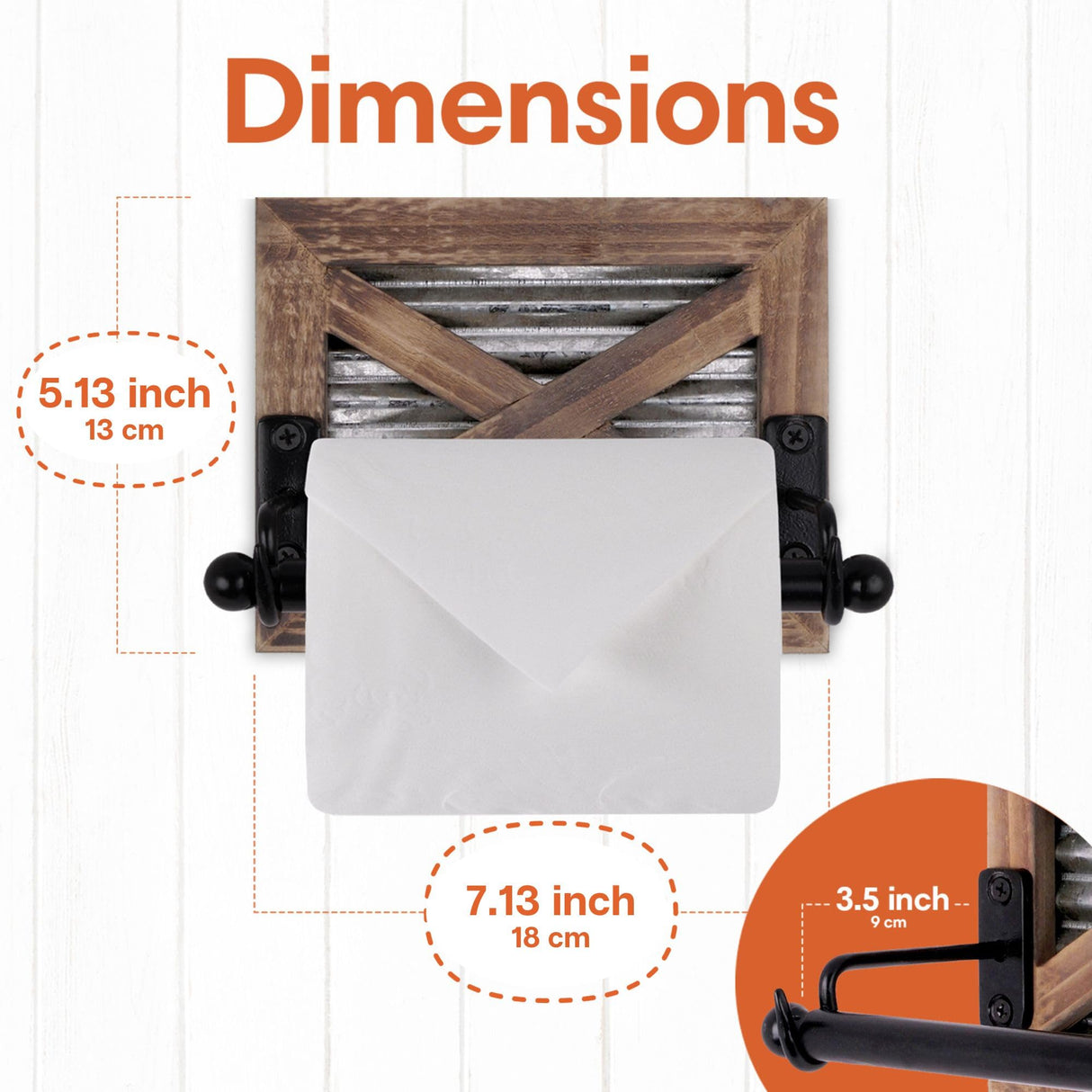 Autumn Alley Rustic Farmhouse Toilet Paper Holder Wall - Farmhouse Bathroom Country Decor Accessories with Warm Brown Wood, Galvanized Metal & Black Adds Western Decor Charm Autumn Alley