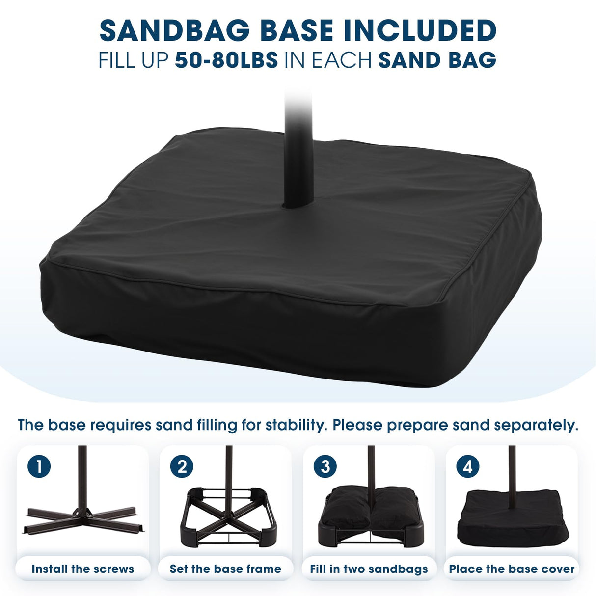 wikiwiki 10ft Patio Umbrella with Base Included, Outdoor Offset Cantilever Umbrella, Infinite Tilt, Crank and Cross Base, Beige wikiwiki