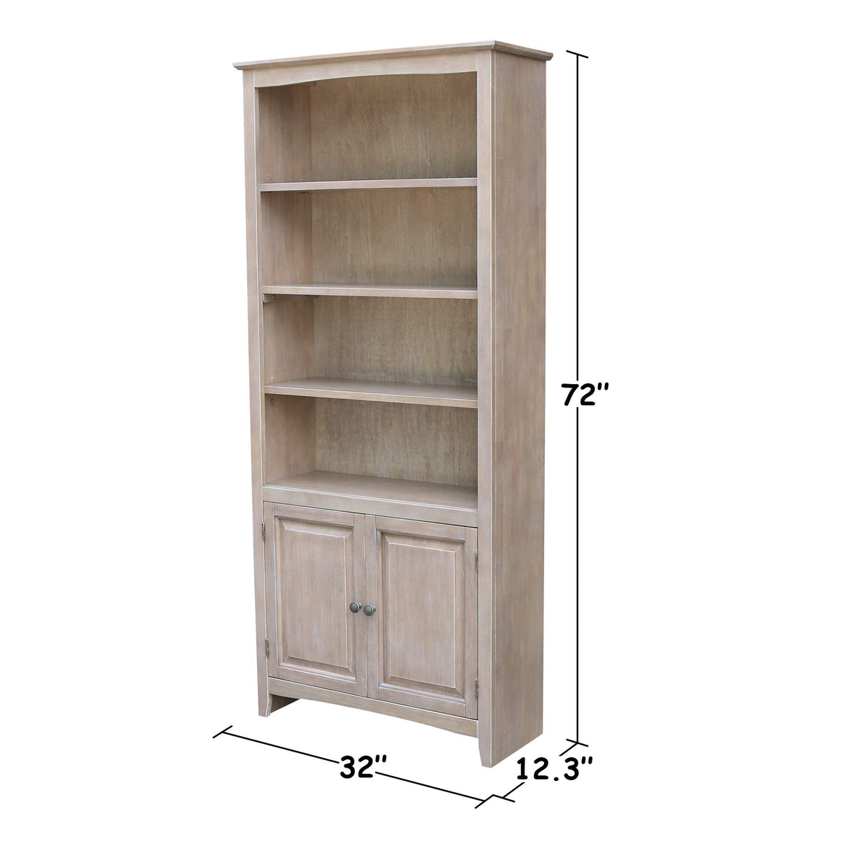 International Concepts Shaker Bookcase-72 H Bookcase, Washed Gray Taupe IC INTERNATIONAL CONCEPTS