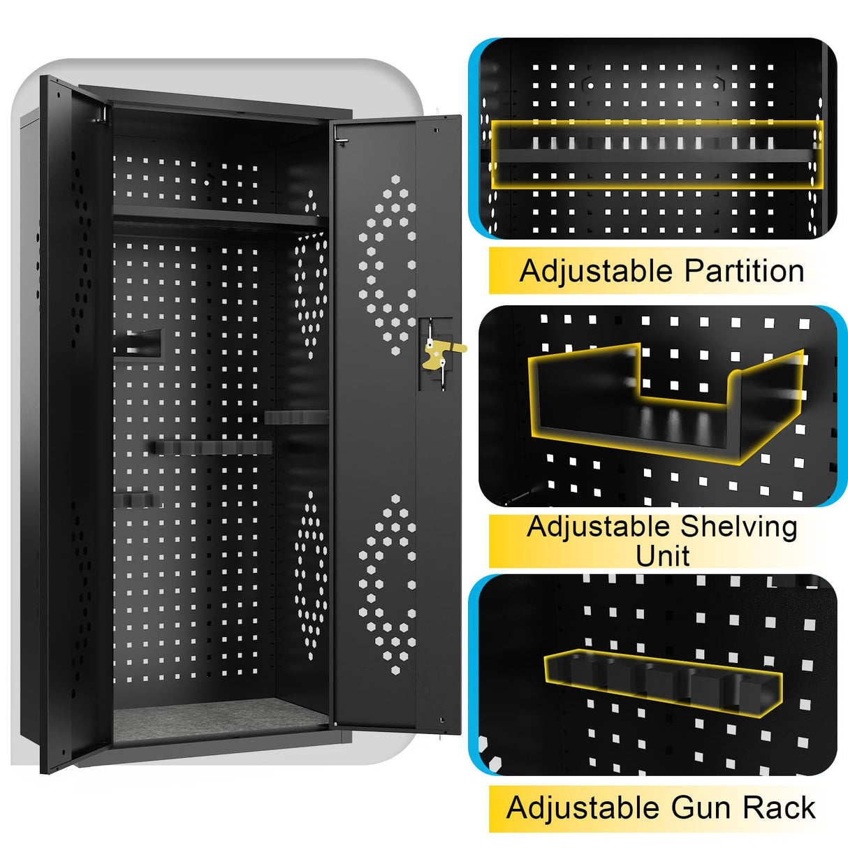 Eltean 15-18 Gun Safe for Rifles and Pistols,DIY-Friendly Gun Cabinet with Customizable Storage Space,DIY Rifle Safe with Distinctive Appearance and Ventilation for Shotgun. Eltean