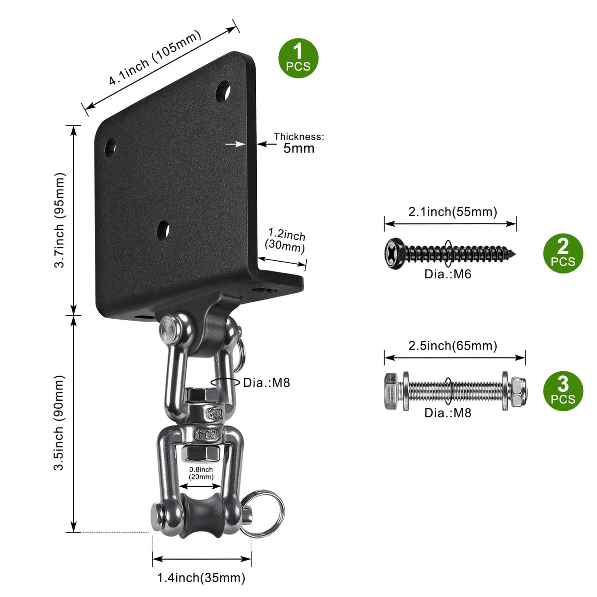 Kipika Heavy Duty Punching Bag Hanger - 360° Swivel I-Beam Mount, Ceiling Installation, Thick Hardware for Boxing, Aerial Yoga, and Home Gym Kipika
