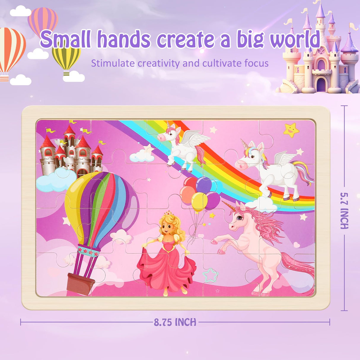 Wooden Puzzles Toys for Kids Ages 3-5, Set of 4 Packs with 20-Piece Unicorn Mermaid Princess Wood Jigsaw Puzzles, Preschool Educational Brain Teaser Toys for Girls 3 4 5 6 Years Old. NASHRIO