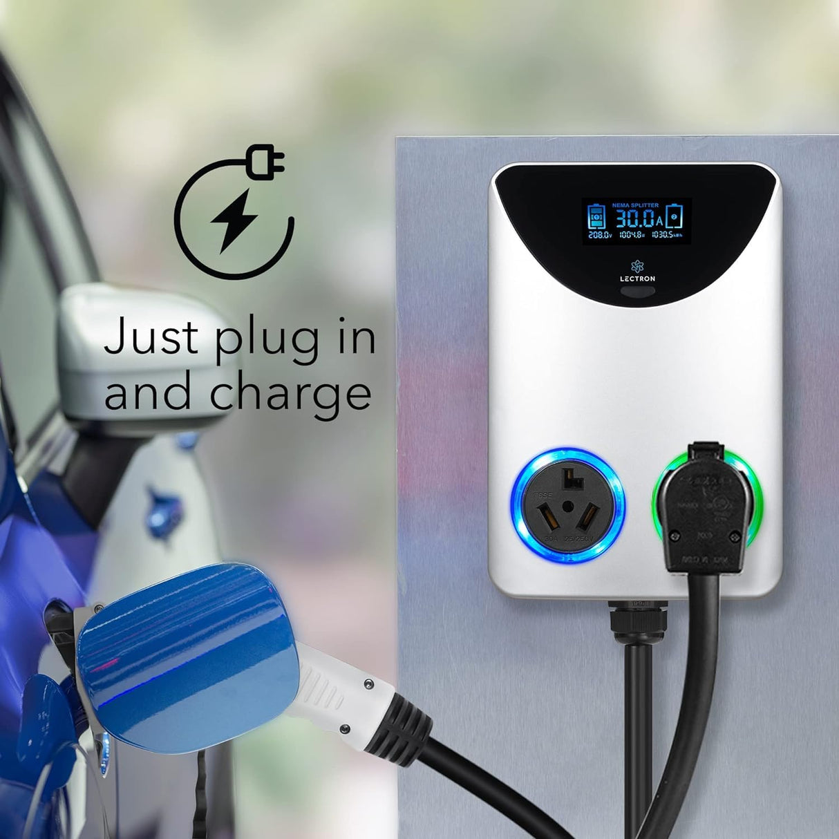 Lectron NEMA Socket Splitter - Power Your EV Charger and High-Powered Appliance from The Same Outlet (NEMA 10-30 to NEMA 10-30 / NEMA 10-30 Splitter) Lectron