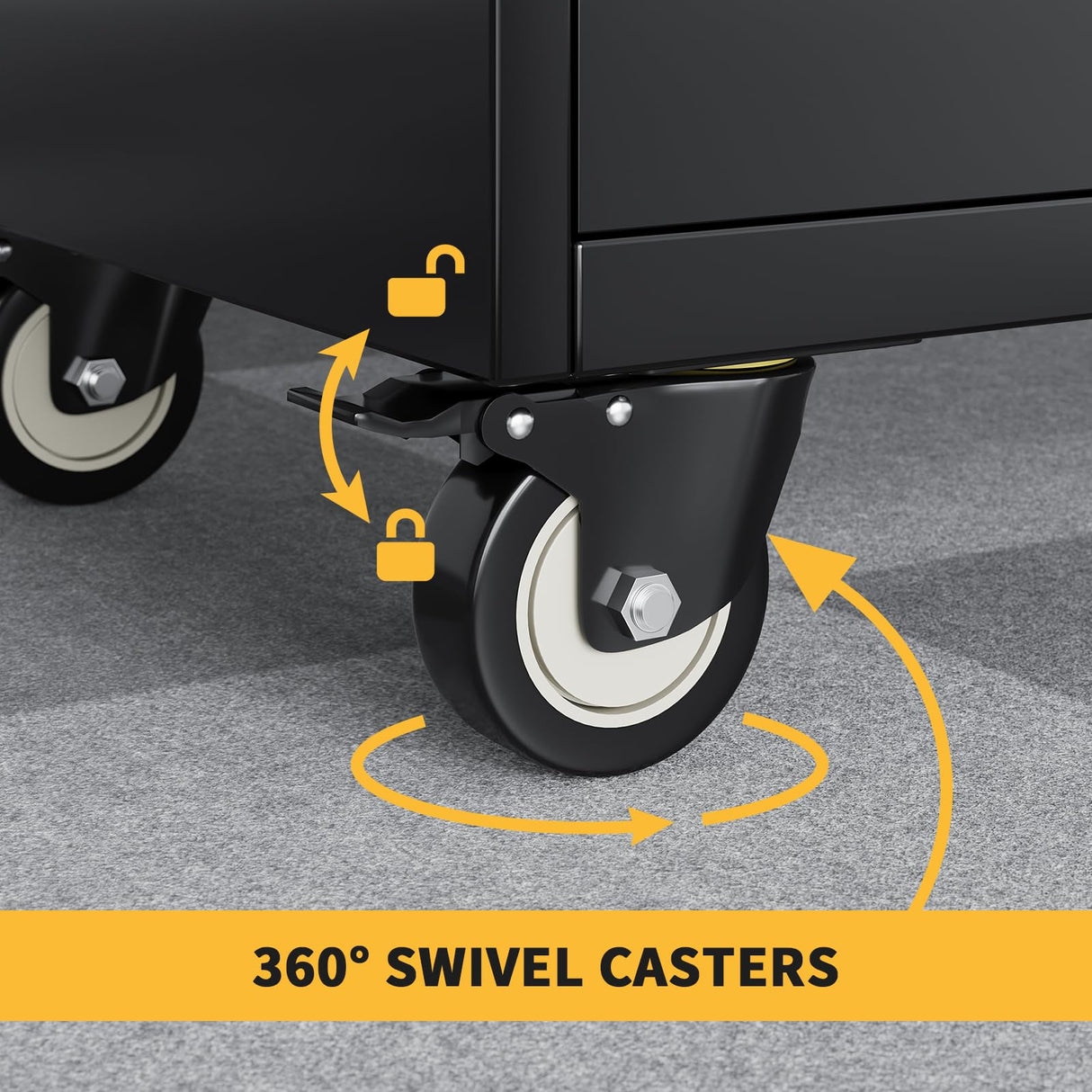 Metal Storage Cabinet with 360°Wheels And Drawers, 73"H X 30"L X 15"W Lockable Black Tool Cabinet with 4 Doors Lock-Adjustable Shelves And 2 Drawer, Utility Cabinet Ideal for Garage, Home, Office COOLYI