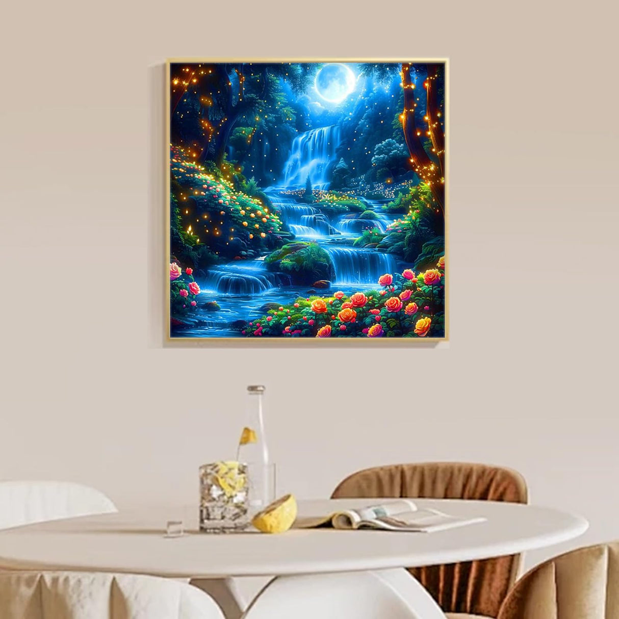 Camocin Diamond Art Kits for Adults Waterfall, 5D Waterfall Diamond Painting Kits for Adults Beginners, DIY Landscape Scenery Full Round Dots Drill Gem Art Kit for Gift Home Wall Decor 14 x 14 Inch Camocin