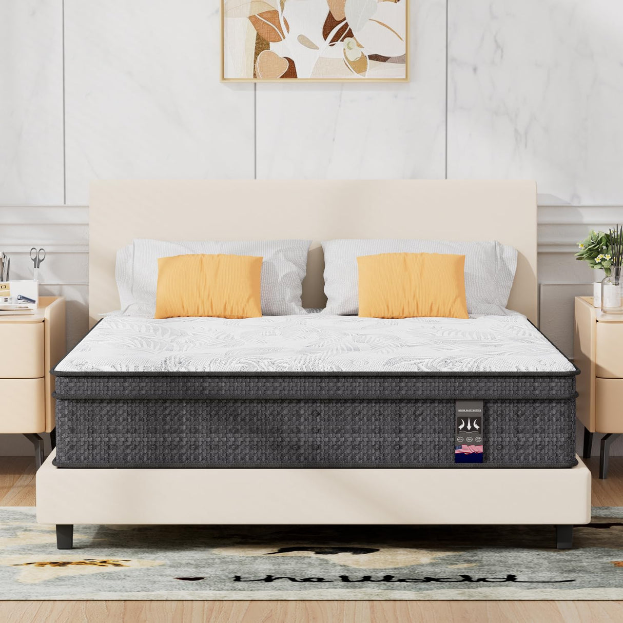 King Size Mattress, 14 Inch Hybrid King Mattress in a Box with Gel Memory Foam, Individually Wrapped Pocket Spring, Motion Isolation, Pressure Relief, Medium Firm, CertiPUR-US Certified, 76"*80"*14" 6V-Sermmoo