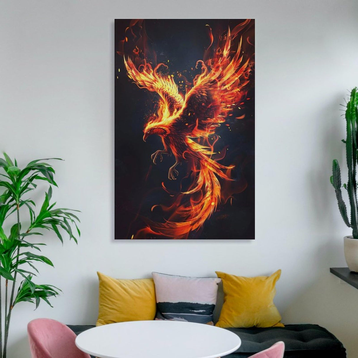 QEOPGNE Phoenix Rising Wall Art Fire Bird Fantasy Phoenix Canvas Art Prints Poster for Bedroom Office Living Room Pictures Paintings Cool Phoenix Wall Decor for Mens Women Unframed 12x18inch(30x45cm) QEOPGNE