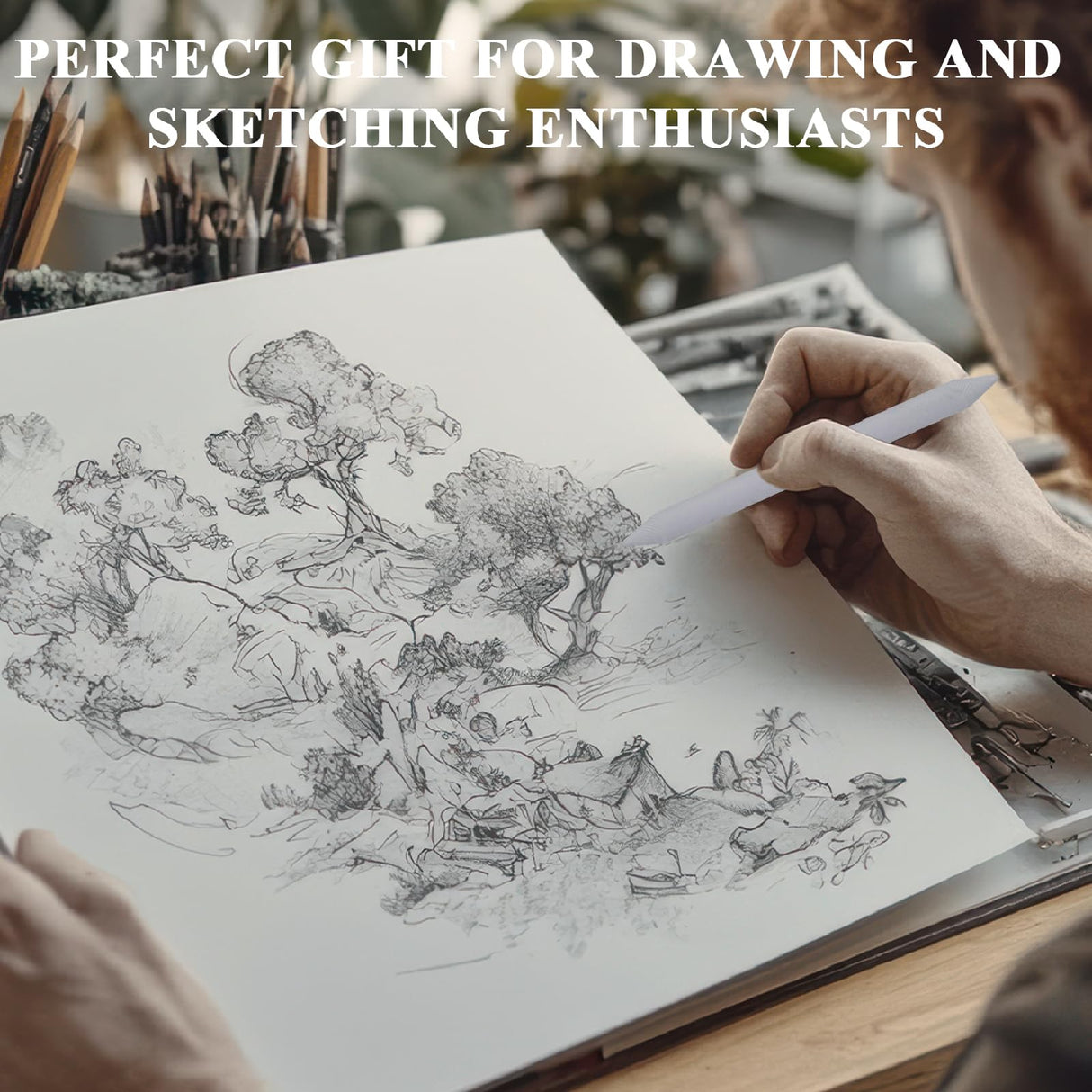 Aenir Blending Stumps for Drawing, Tortillons Blending Stumps Set of 13 Pack with Sandpaper Pencil Sharpener, Paper Art Blenders Tools for Charcoal, Graphite, Drawing Tools for Artists. (13) Aenir