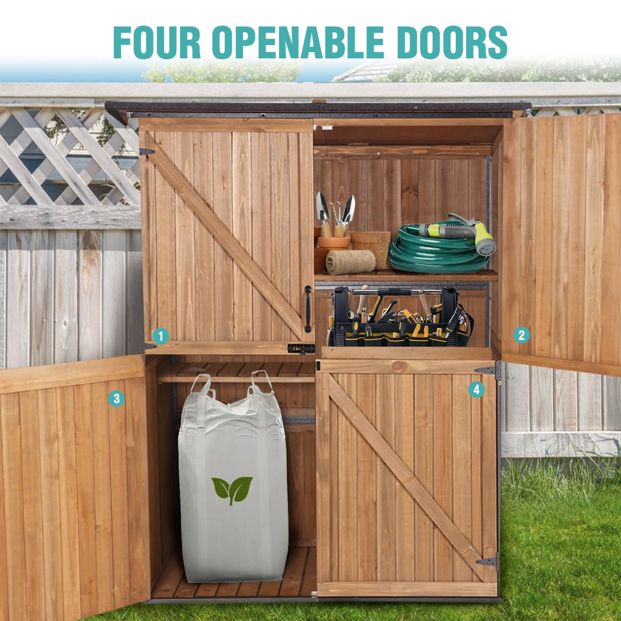 Sheds & Outdoor Storage,Large Garden Shed with Metal Frame Structure and Adjustable Shelves,Bike Storage Tool Cabinet Box for Backyard Garden Patio Lawn (Brown) Suumerpety