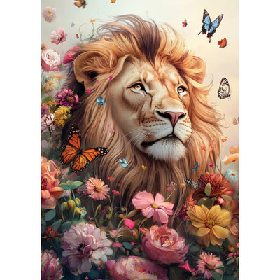 RICUVED Diamond Art Painting Kits for Adults, Lion Diamond Painting Kits 5D Animal Diamond Art Kit for Beginner, Flowers Diamond Painting Full Round Drill Art and Crafts for Gift Decor 30x40cm