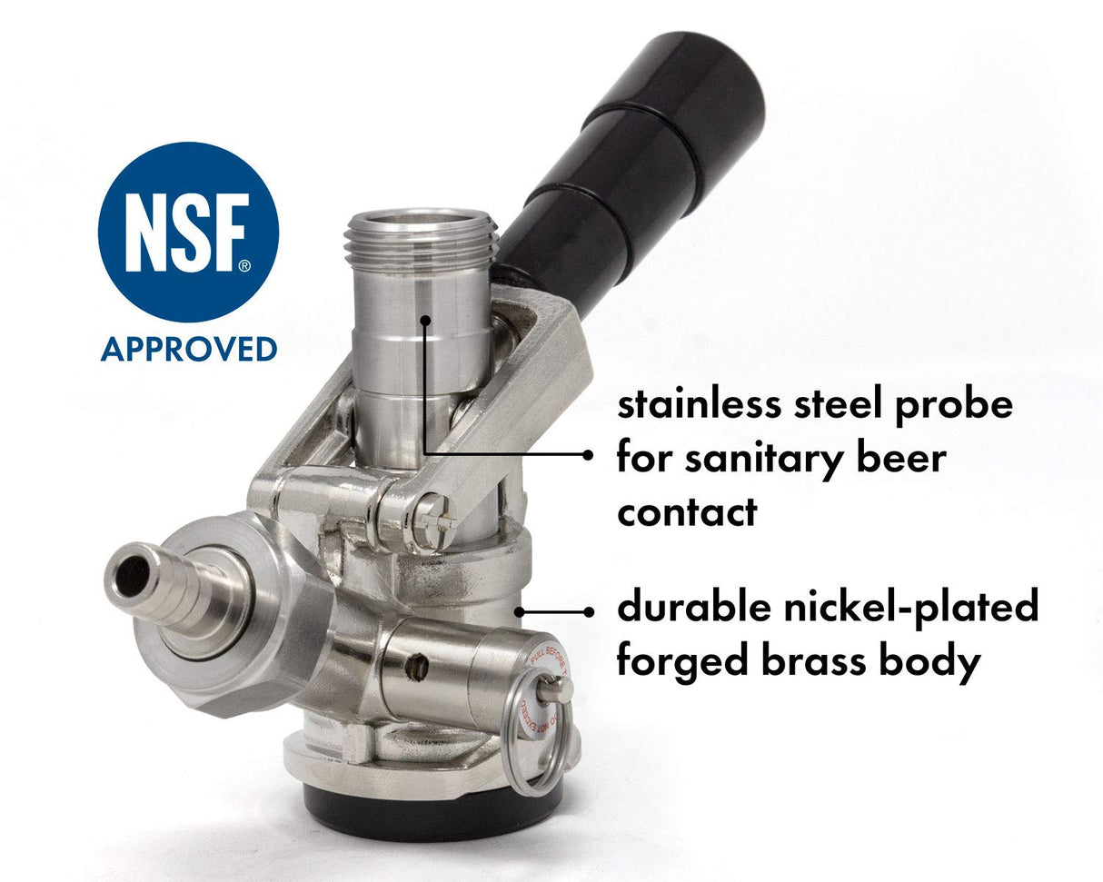 Kegco KC KT85D-L Keg Coupler D System, Black Kegco