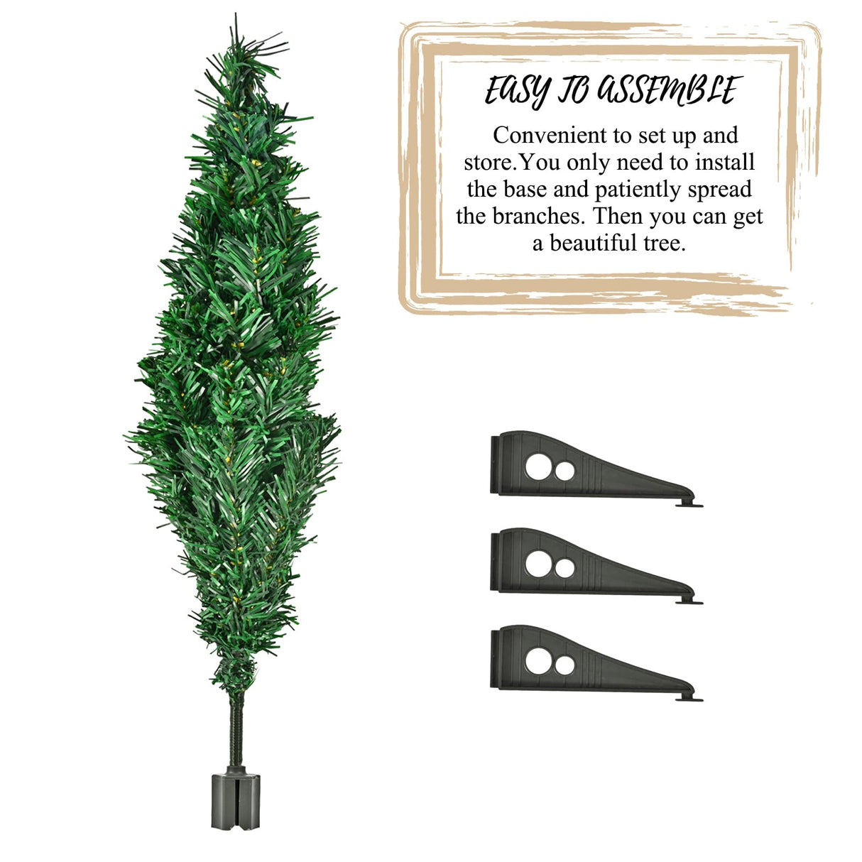 Gloreyan 22Inch Artificial Christmas Tree Green Tabletop Christmas Tree with Plastic Stand Mini Xmas Pine Tree for Party Supplies Indoor Outdoor Holiday Home Decoration Gloreyan