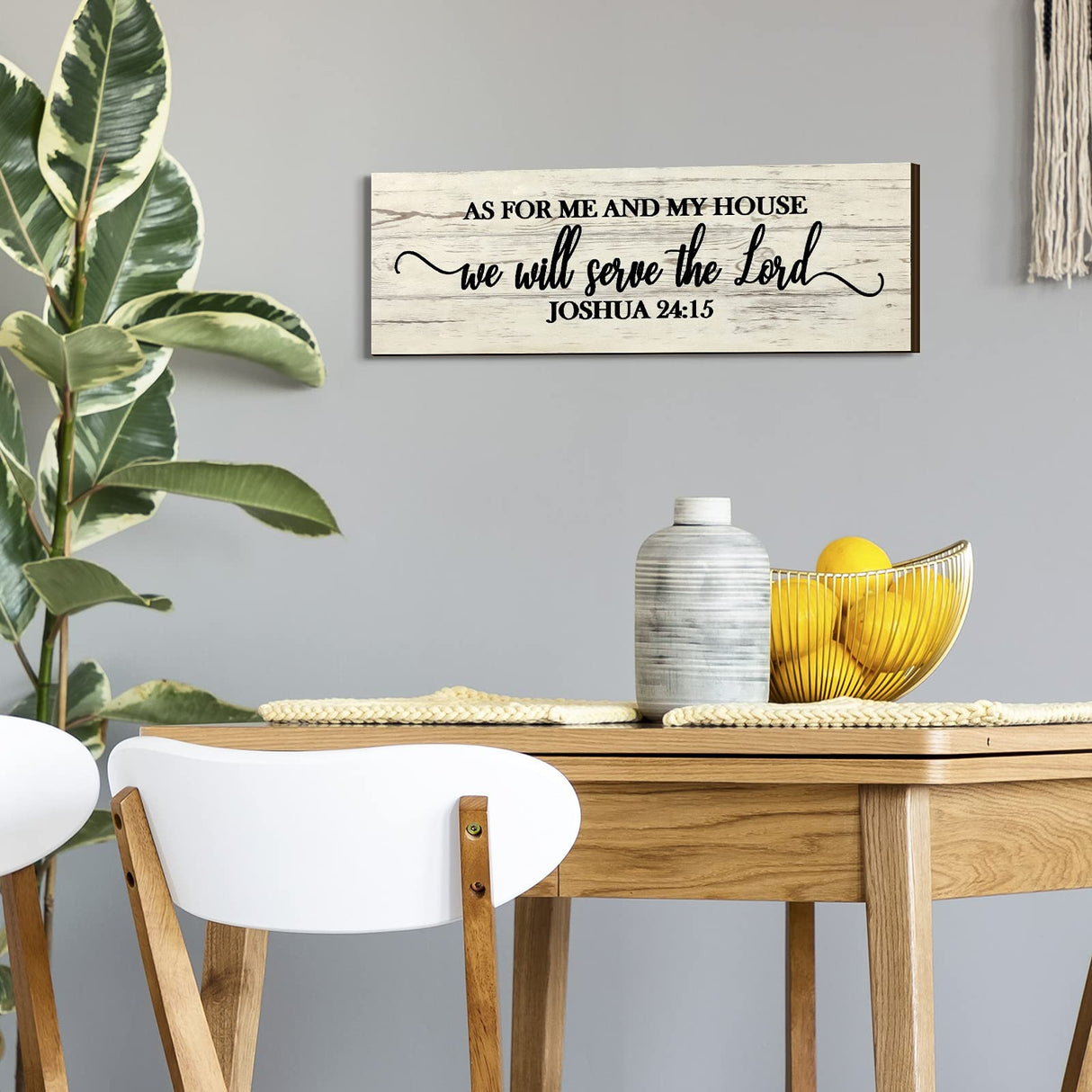 Jetec Christian Wall Art Decor, As for Me and My House We Will Serve the Lord Wooden Plaque Decor for Church Home Farmhouse Bible Verse Scripture Wall Signs (17 x 6 Inch, Joshua) Jetec