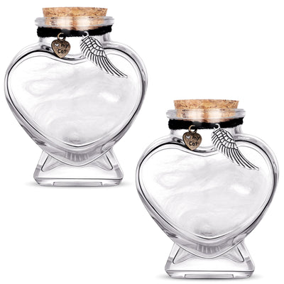 Eaasty 2 Sets Memorial Bottle for Pet Hair, Pet Fur Keepsake Fur Memorial, Clear Dog Cat Fur Keepsake, Pet Urn Glass Bottles with Cork Stopper(Cat)