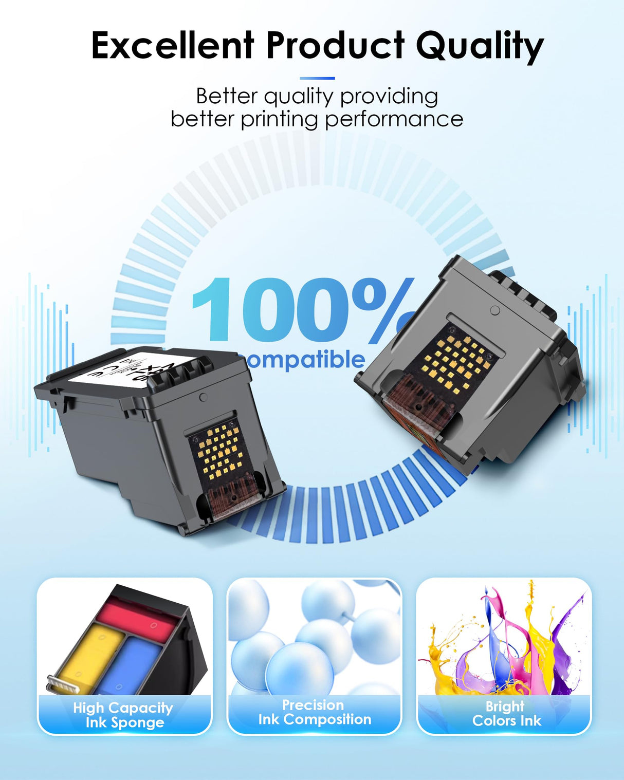 PG-245 XL/CL-246 XL High Capacity Combo Pack for Canon 245XL/Black and The 246XL/Color Works with Canon Pixma MX490 MX492 MG2522 TR4520 MG3022 MG2520 TS3100 TS3122 TS3300 Printer(1 Black,1 Tri-Color) TECKKIN