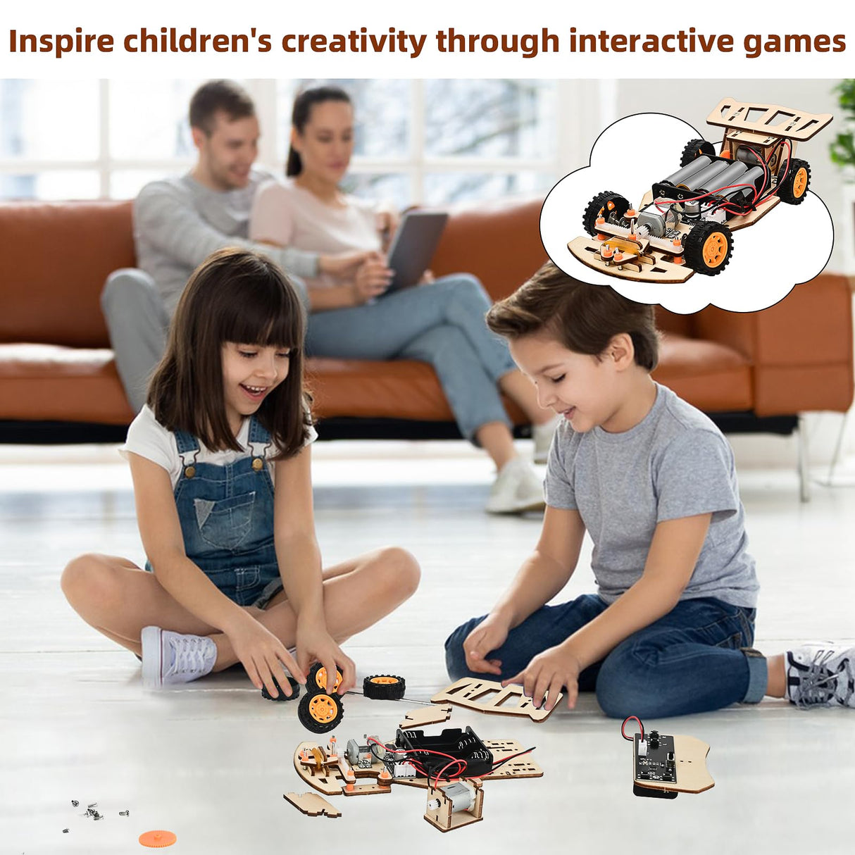 Self-Centering Steering Remote Control Car,STEM Projects for Kids Ages 8-12,Engineering kit, DIY rc car kit, STEM Kits for Kids Ages 8-12 ScienSta