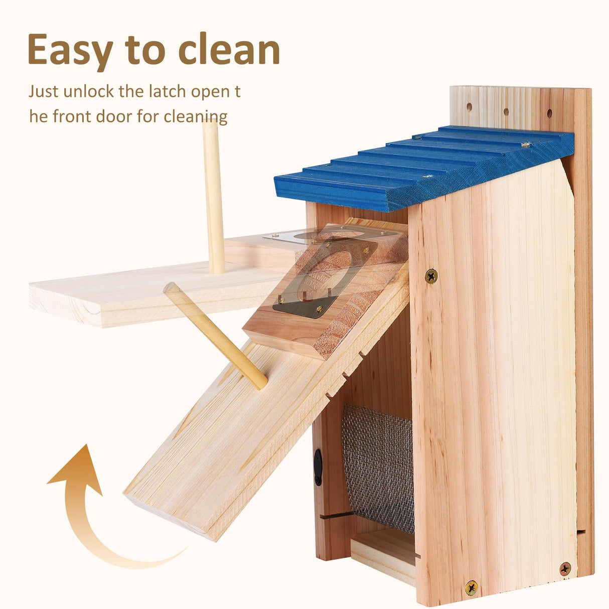 Bluebird Houses 2Pack for Outside with Copper Guard, Pole, Thicken Wooden Hanging Birdhouse Clearance Garden Country Cottages, Nesting Box for Bluebird Finch Swallow Wren Chickadee Wild Bird Supplies ColorfulLaVie