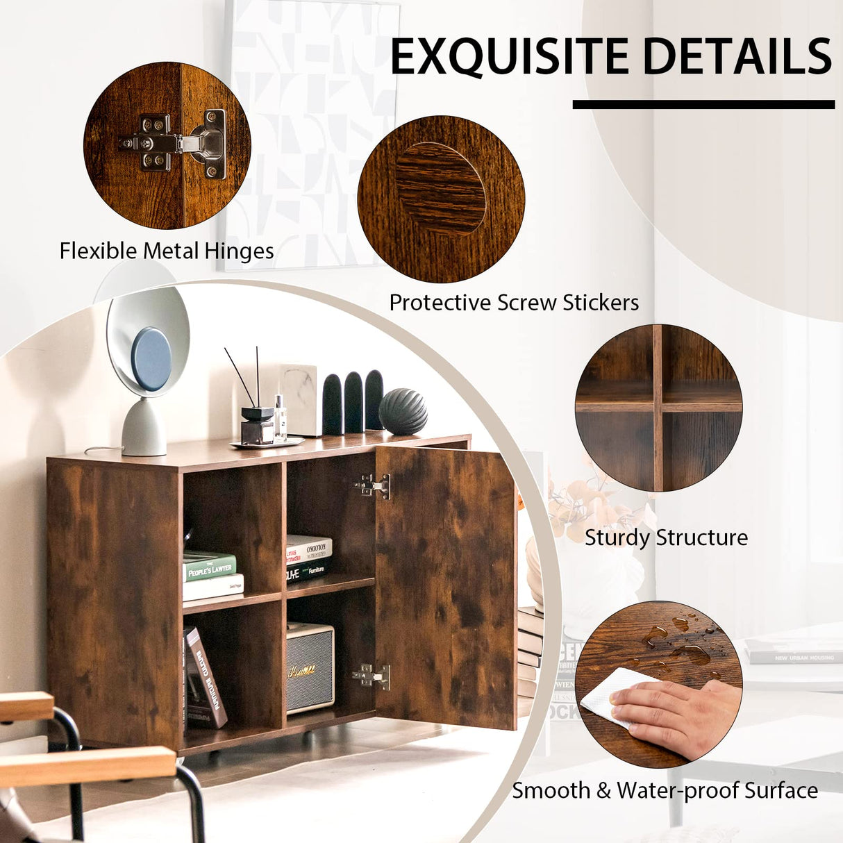 Tangkula Wood File Cabinet with Wheels, Mobile Storage Cabinet with 6 Compartments, Open Storage Shelf, Large Lateral Filing Cabinet, Storage Unit Bookcase for Home, Office (Rustic Brown) Tangkula