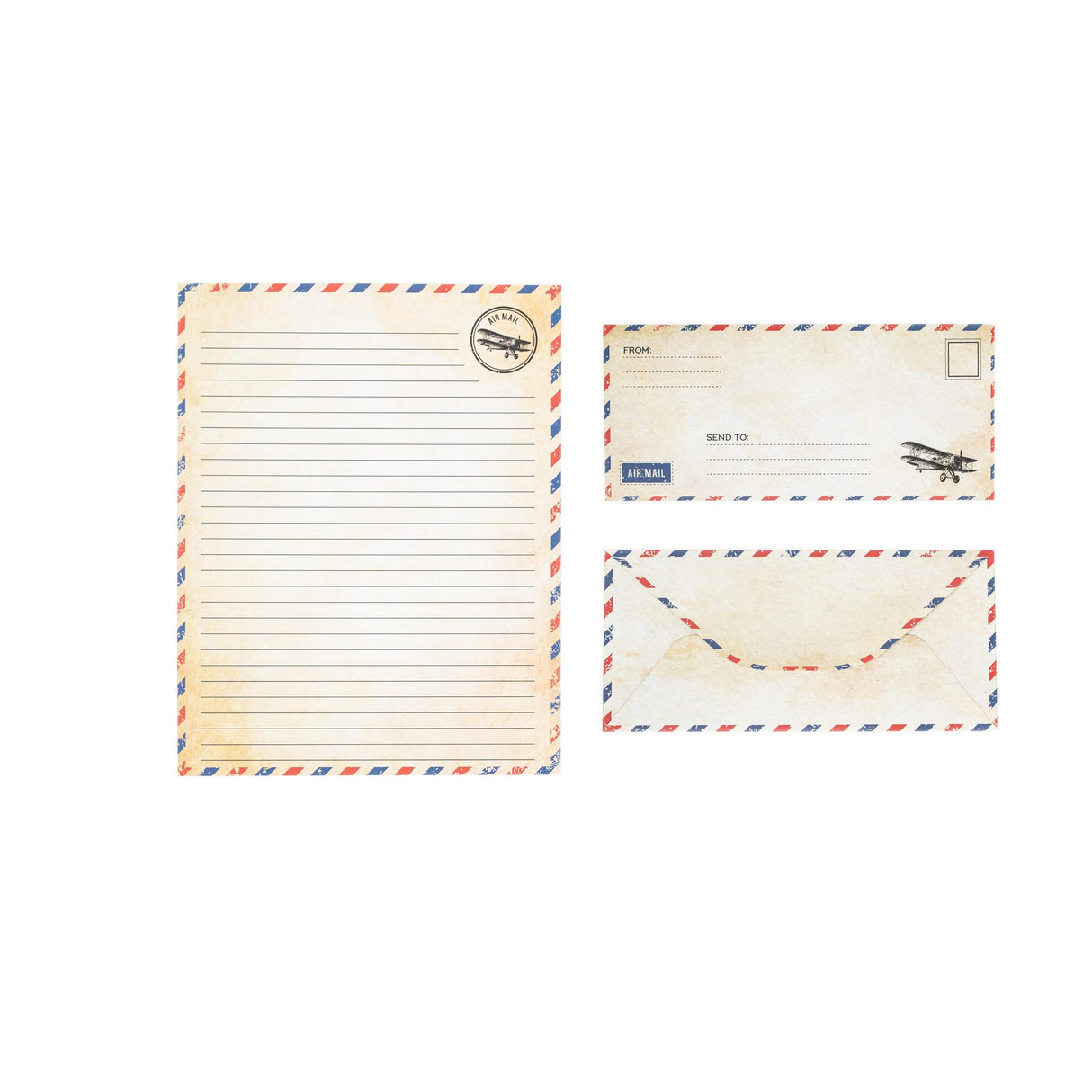 60 Pack Airmail Paper and Envelopes Set - Blue Writing Paper for Invitations, Love Letters, Letters to Troops, Christmas Letter - 8.5 x 11 Inch Bargain Paradise