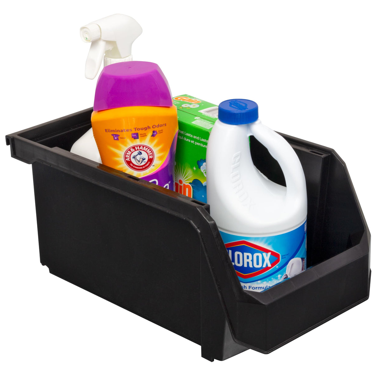 ReadySpace Plastic Containers for Organizing and Storage Bins for Closet, Kitchen, Office, Garage or Pantry Organization, Stackable Bins, Large (14.8" x 8" x 7"), 6-Pack, Black ReadySpace