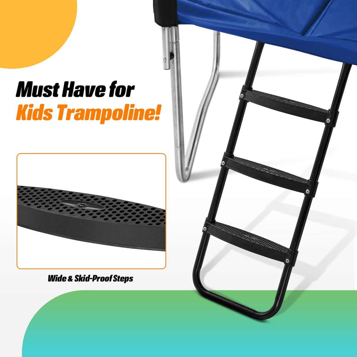 Exacme 7X10 8X12 Foot Rectangle Trampoline for Kids, Double Enclosure Openings, Small Outdoor Rectangular Trampoline with Enclosure Net, 4 Wind Stakes, Storage Bag, 330LB Capacity (Blue, 8×12 Feet) Exacme